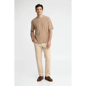 Maglietta cotolino marrone chiaro a maniche corte con logo Polo Club