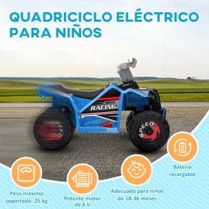 Quad Eléctrico para Niños 6V, Quad para Niños de 18-36 Meses con Avance y Retroceso, Velocidad de 2,5 km/h, Azul