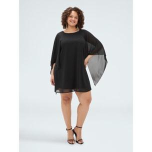 Fiorella Rubino - Vestito in georgette con maxi maniche kimono - Nero