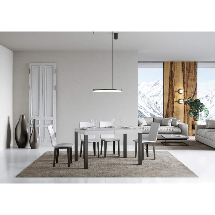 Tavolo allungabile 90x130/390 cm Everyday Bianco Frassino telaio Antracite