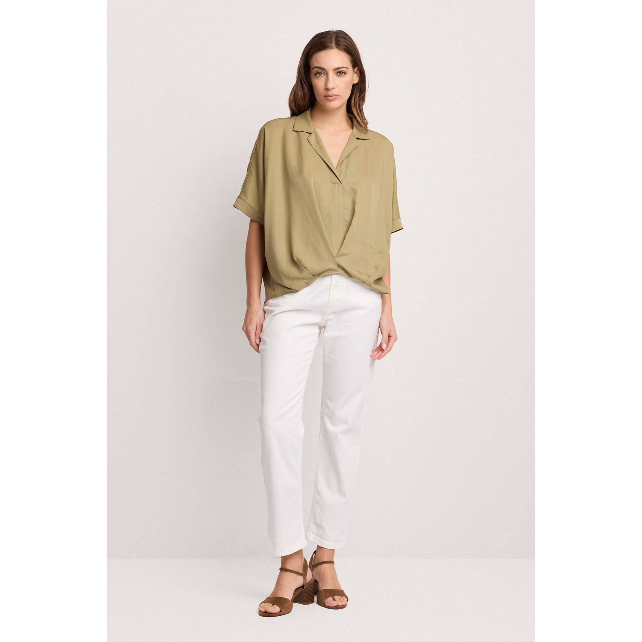 Kocca - Blusa a portafoglio Donna, Tinta unita, Scollo a V