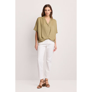 Kocca - Blusa a portafoglio Donna, Tinta unita, Scollo a V