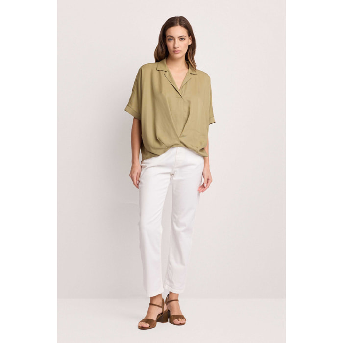 Kocca - Blusa a portafoglio Donna, Tinta unita, Scollo a V