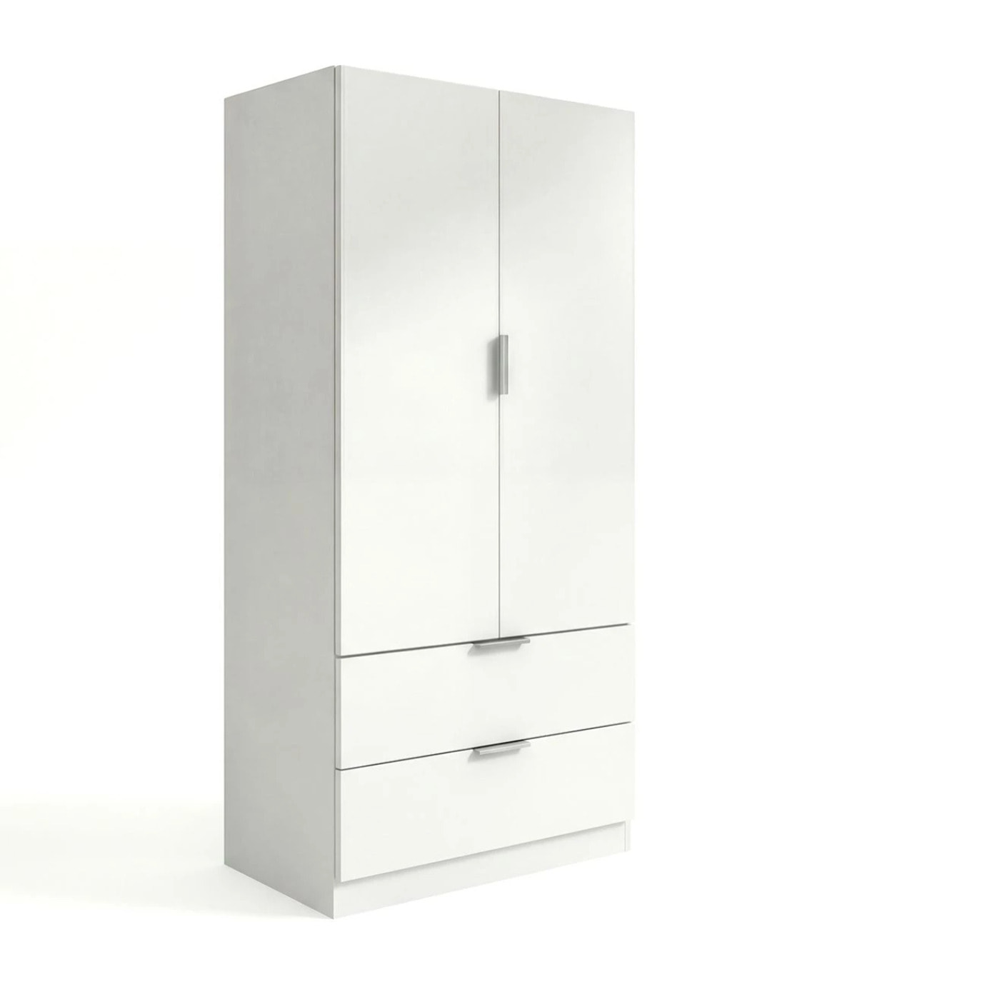 Armario de 2 puertas y 2 cajones en blanco 81,5x180 cm Lark Blanco