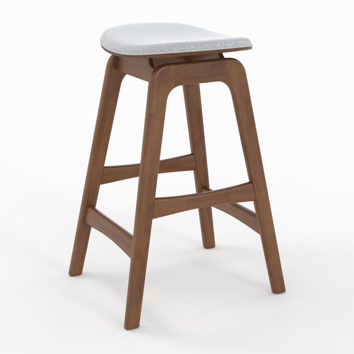 Lot de 2 tabourets pour îlot central 65,5 cm en bois et tissu gris - Jude