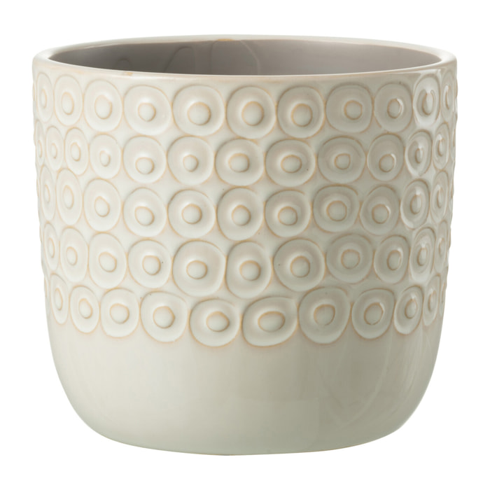 J-Line cache-pot Boule - céramique - blanc - large - 2 pièces - Ø 12 cm