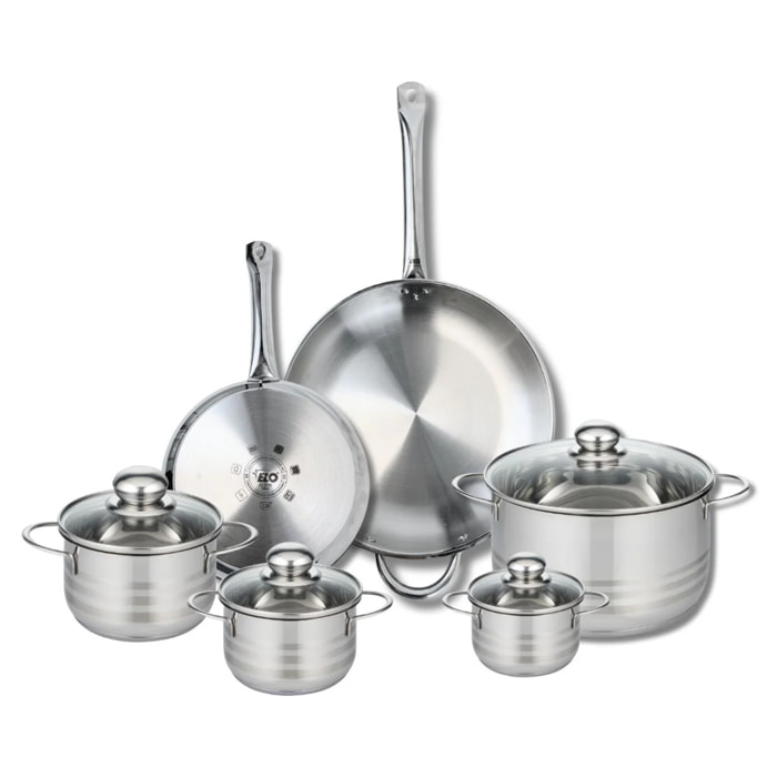 Ensemble de 2 Poêles de cuisson 24 et 32 cm et 4 faitouts 12, 14, 16 et 24 cm Elo Profi Brillant