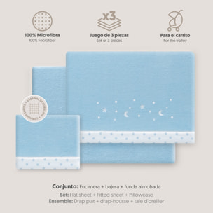 Juego de Sábanas de Coche Coralina Estrellas Luna