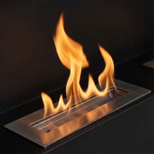 Flavia - Camino a Bioetanolo da Parete 100x46x16 cm con 2 Bruciatori 3 Litri Nero