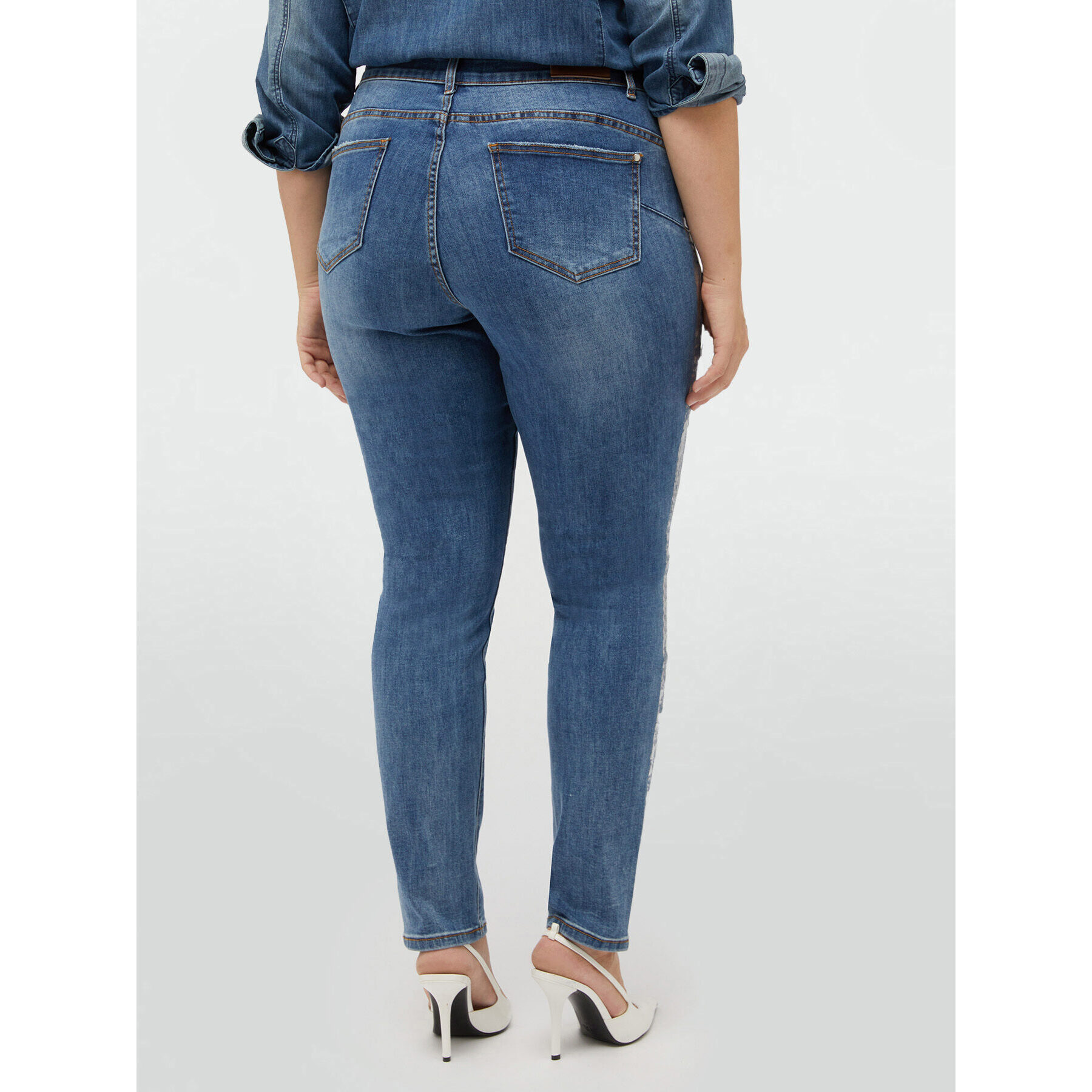 Fiorella Rubino - Jeans skinny con bordi silver - Blu