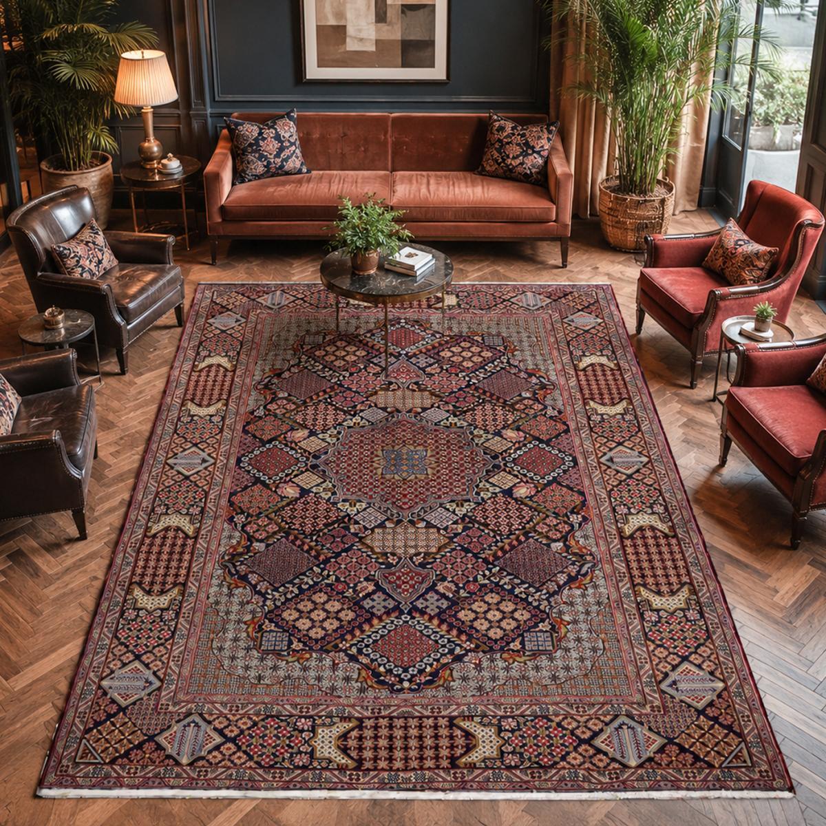Tapis d'orient, motif oriental, noué à la main en laine, DELOJO