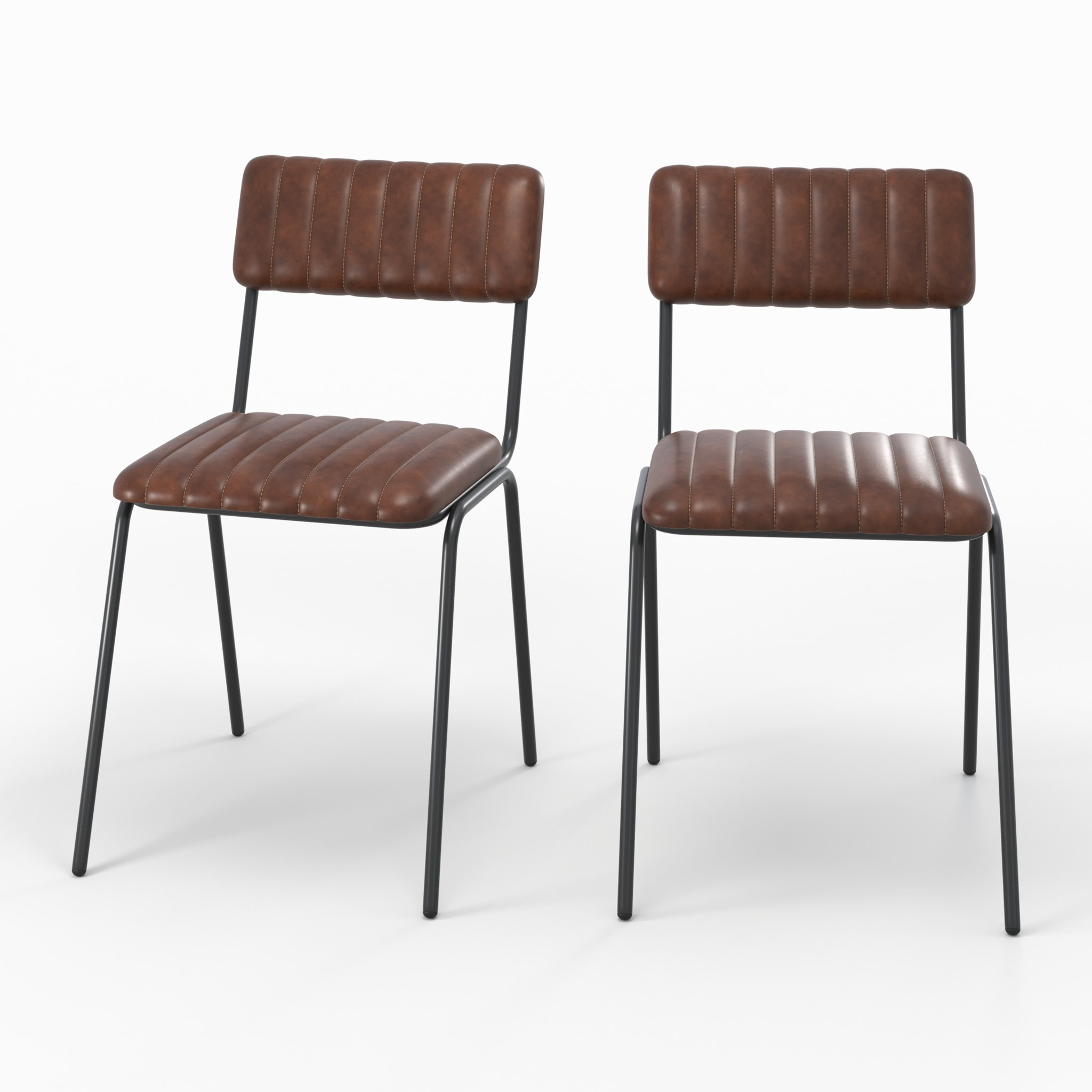 Lot de 2 chaises en cuir de buffle marron - Arsène