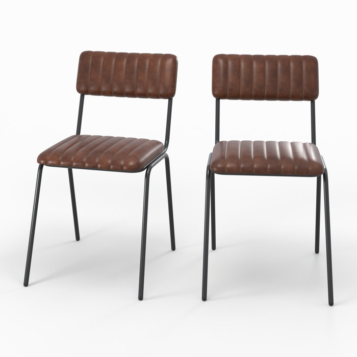 Lot de 2 chaises en cuir de buffle marron - Arsène