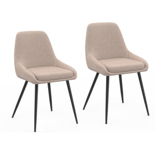 Chaises Ornella tissu taupe et pieds métal noirs - lot de 2