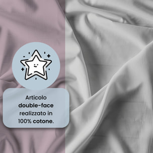 COMPLETO LETTO NATURAL COLOR, 100% Cotone, Made in Italy - ROSA ANTICO/GRIGIO CHIARO