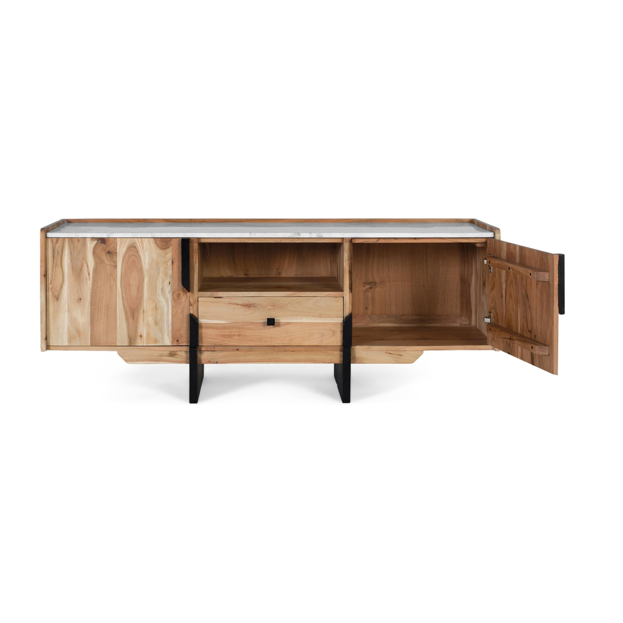 Mueble TV de Madera de Acacia 145 Cm Estilo Natural Moderno