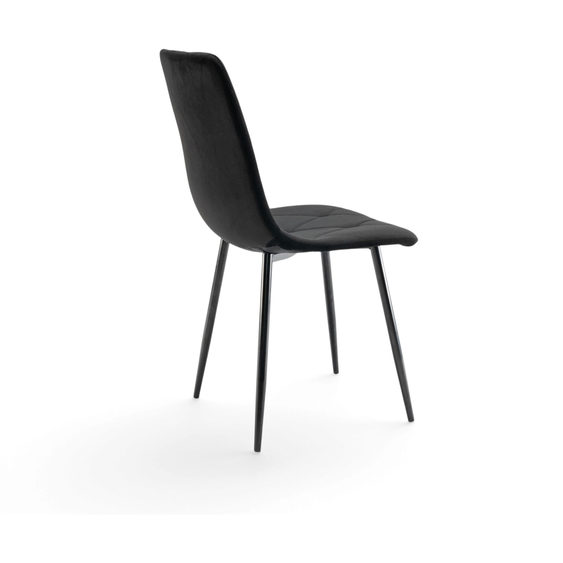 Set di 4 sedie CUENCA in tessuto effetto velluto nero e gambe nere