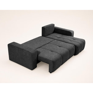 Nicole - canapé d'angle réversible 4 places convertible avec coffre en tissu - Gris Anthracite