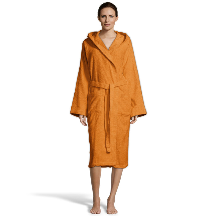 Bassetti Morbido Accappatoio 360 gr con Cappuccio 100% Cotone Uomo Donna Spugna Taglie Forti - ITALY Designed - Collezione VIVIAN - ARANCIONE O5