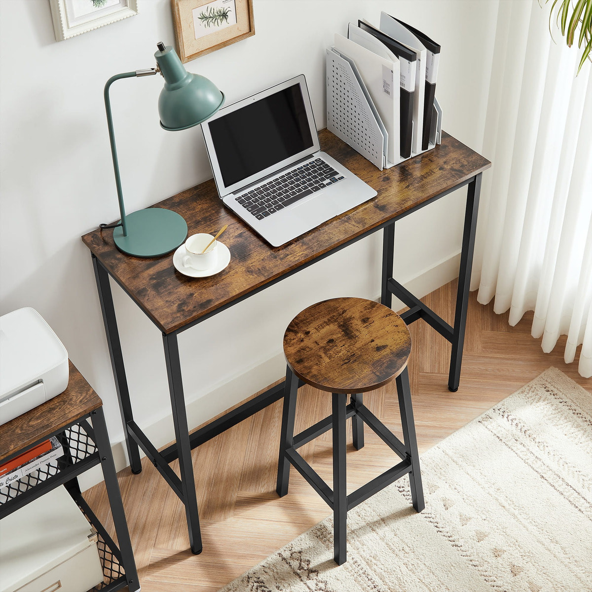 Set Bar Oslo con Tavolo Alto e 2 Sgabelli in Stile Industriale