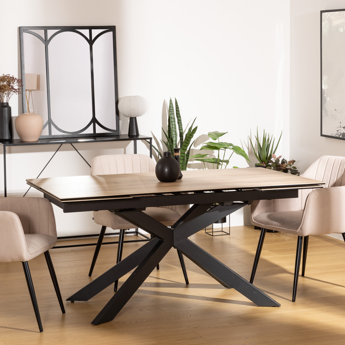 Table à manger extensible "Boot" beige 160x90x76cm