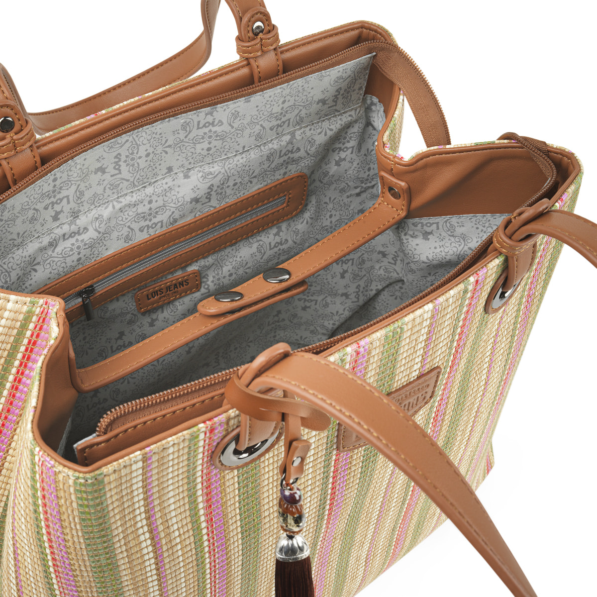 Bolso Shopper-Tote Lois Charlotte Verde-Rosa