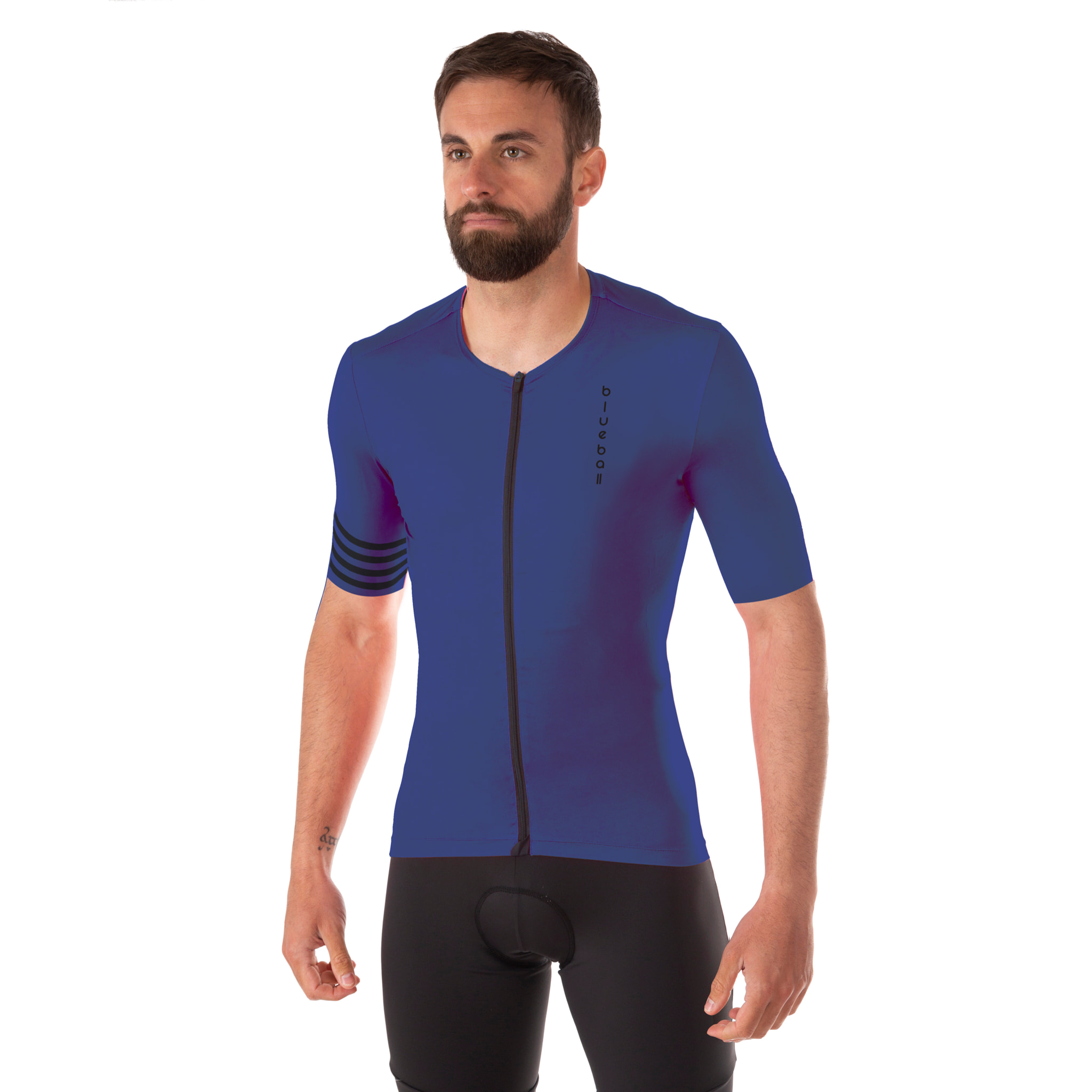 MAILLOT DE CICLISMO MANGA CORTA PARA HOMBRE BLUEBALL EN AZUL CON LOGO NEGRO