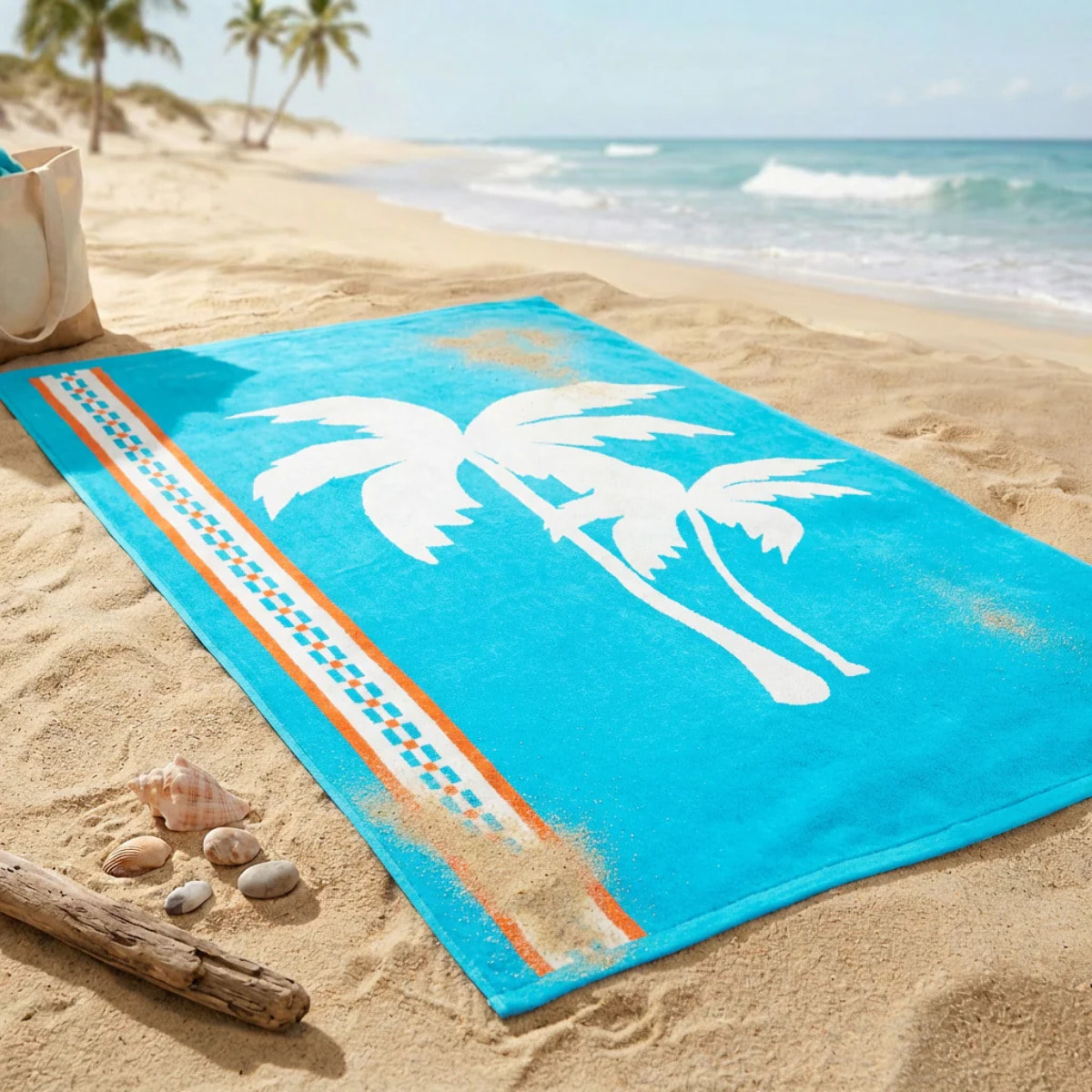Serviette de plage éponge velours Jacquard - Tigaki - 90x170cm - 400g/m²