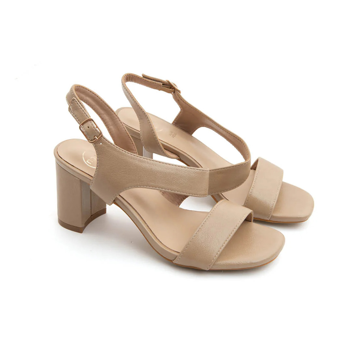 Sandalo con tacco largo e fascia sculpt - KHAKI
