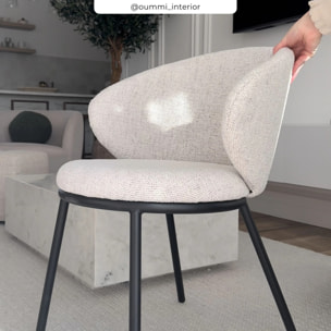 Chaise en tissu beige et pieds en métal noir - Angèle