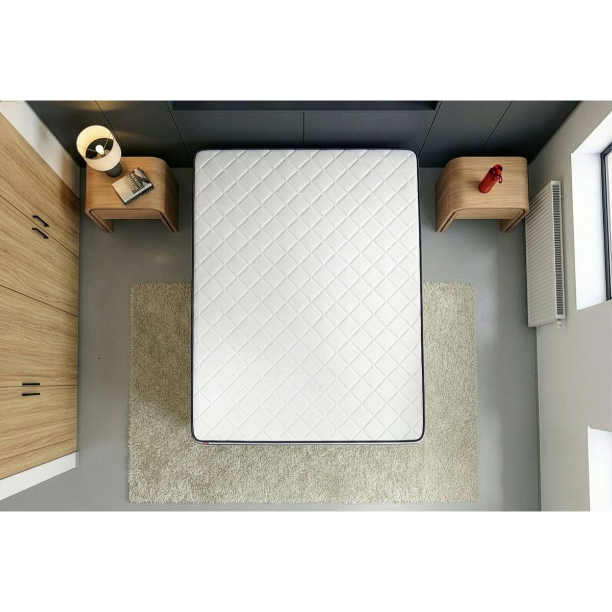 Ensemble Matelas Sommier 90x200 cm - Sommier Blanc (en kit) - Form