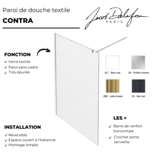Paroi de douche Contra textile 140cm + kit profilé Laiton brossé