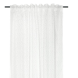 Voilage tamisant à ruflette et motif floral - Blanc
