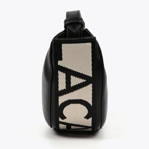 Borsa a tracolla con rondelle e nastro con logo