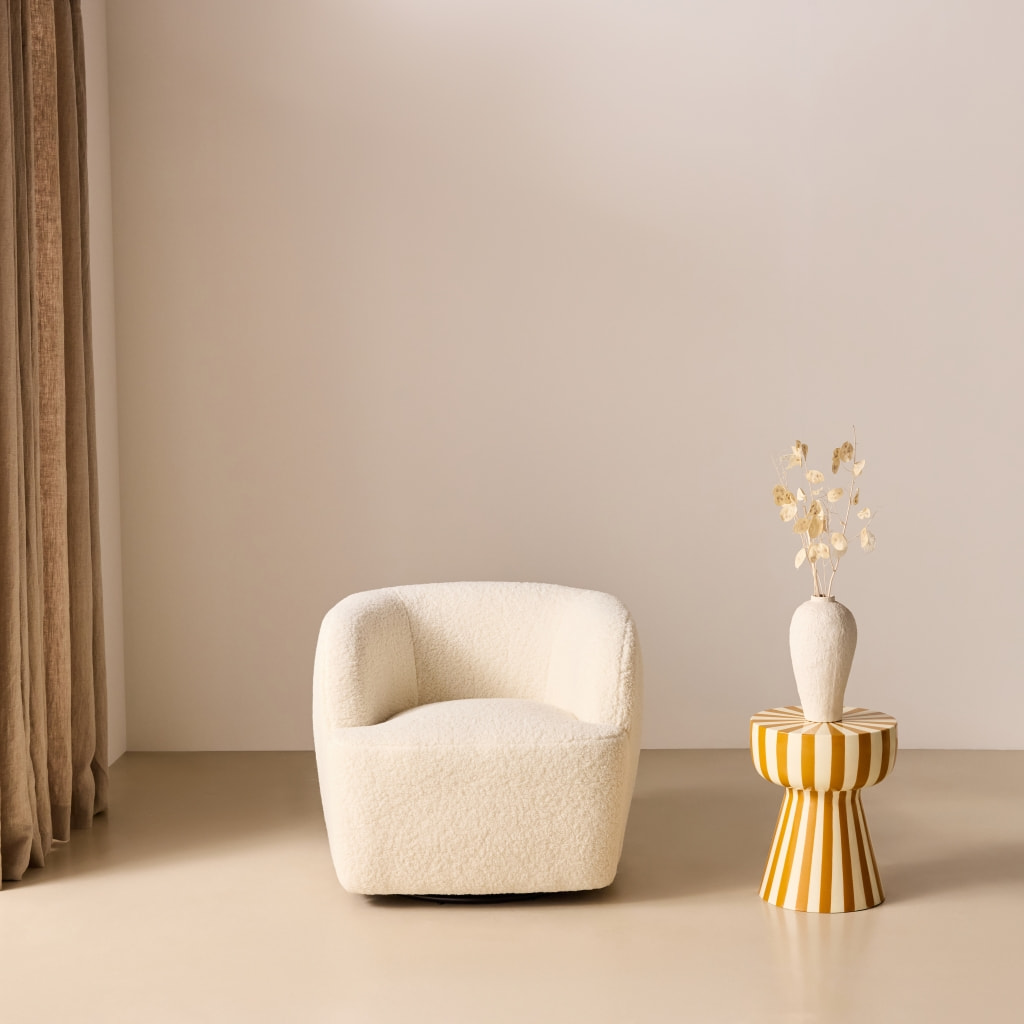 Fauteuil pivotant métal et bouclette LAYA