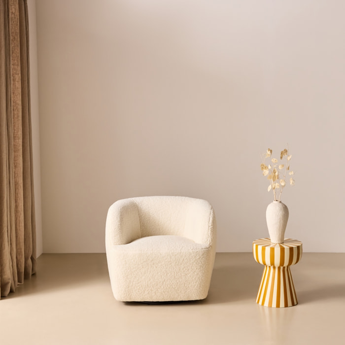 Fauteuil pivotant métal et bouclette LAYA