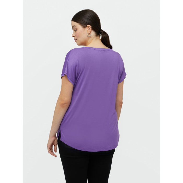 Fiorella Rubino - T-shirt in raso e jersey - Viola