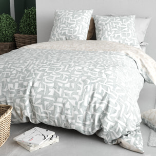 Parure housse de couette imprimé 100% coton - maya - gris