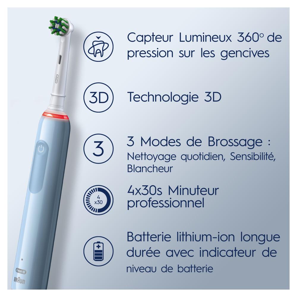 Oral-B - Pro 3 - Bleue - Brosse À Dents Électrique