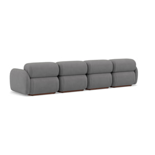 Penelope - canapé droit modulable 4 places en velours texturé - Gris