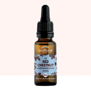 Biofloral - Fleur de Bach n°25 Red Chestnut, Marronnier Rouge - Bio Demeter - 20 ml