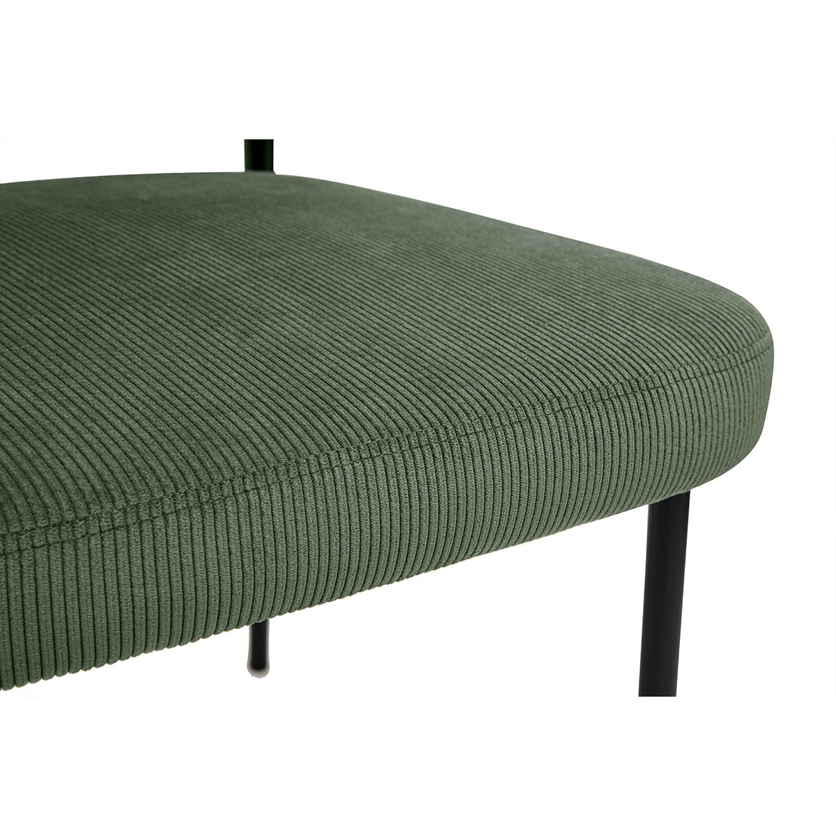 Chaises en tissu velours côtelé vert kaki et métal noir (lot de 2) BREKA