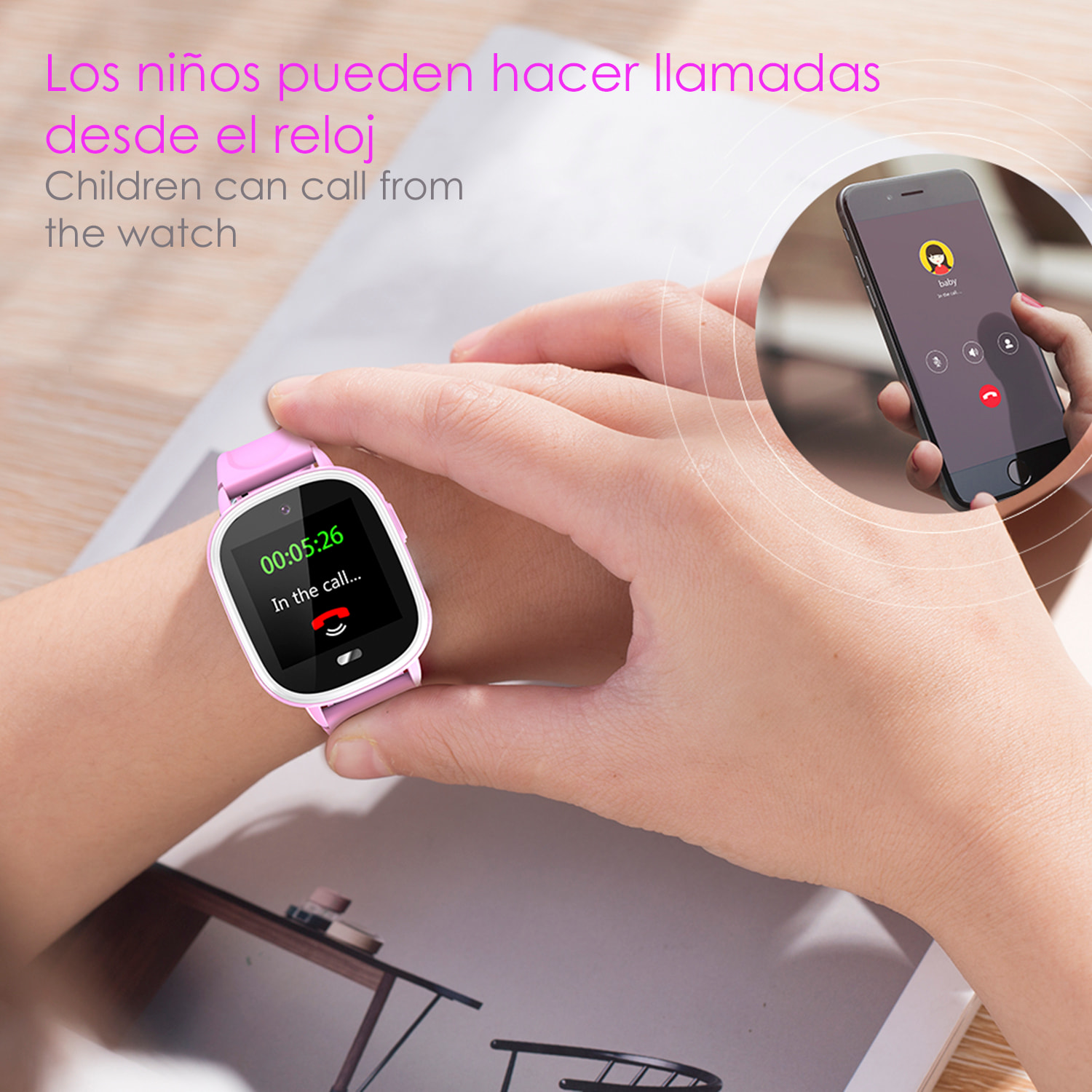 DAM Smartwatch TD31 GPS, LBS, WiFi. Localizador especial para niños. Con cámara, llamada SOS, alarma. 4,1x1,55x5,5 Cm. Color: Rosa
