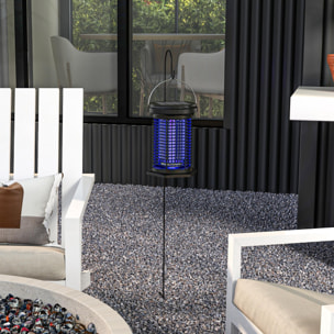 Lámpara Antimosquitos Eléctrico 2 en 1 9W Mata Mosquitos Eléctrico con Luces LED UV Recargable Solar USB y Soporte Efecto 30 m² para Jardín Terraza Patio Negro