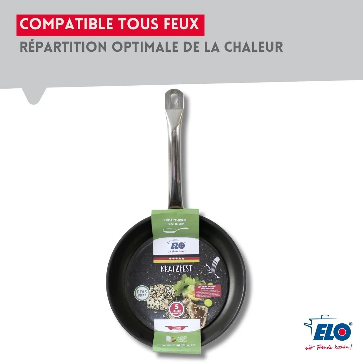 Poêle céramique sans PFAS 28 cm Profi Therm Platinum Elo