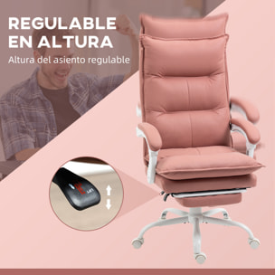 Silla de Masaje con 6 Puntos de Masaje y 5 Modos Silla de Escritorio Reclinable con Función de Calefacción Altura Ajustable Reposapiés y Ruedas para Estudio 66x74x114-121,5 cm Rosa