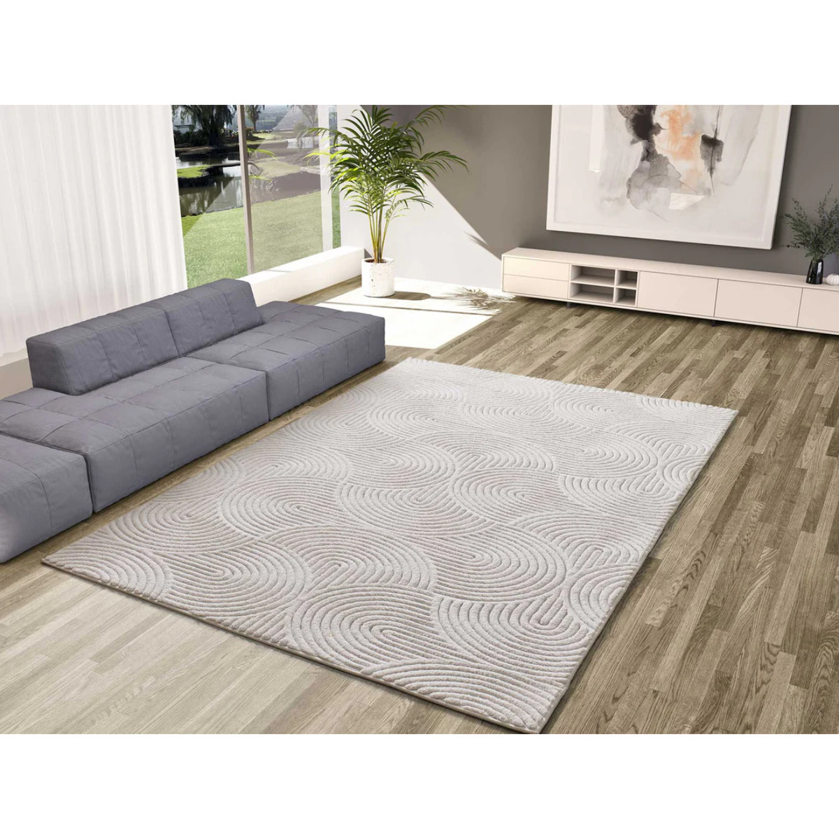 Alfombra lavable con relieve en color blanco Estilo, varias medidas disponibles