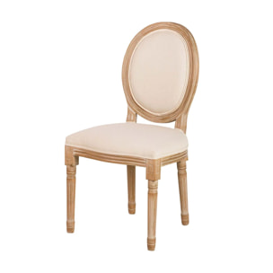Silla Medallon Lino Patas De Madera 48x48x96 Cm