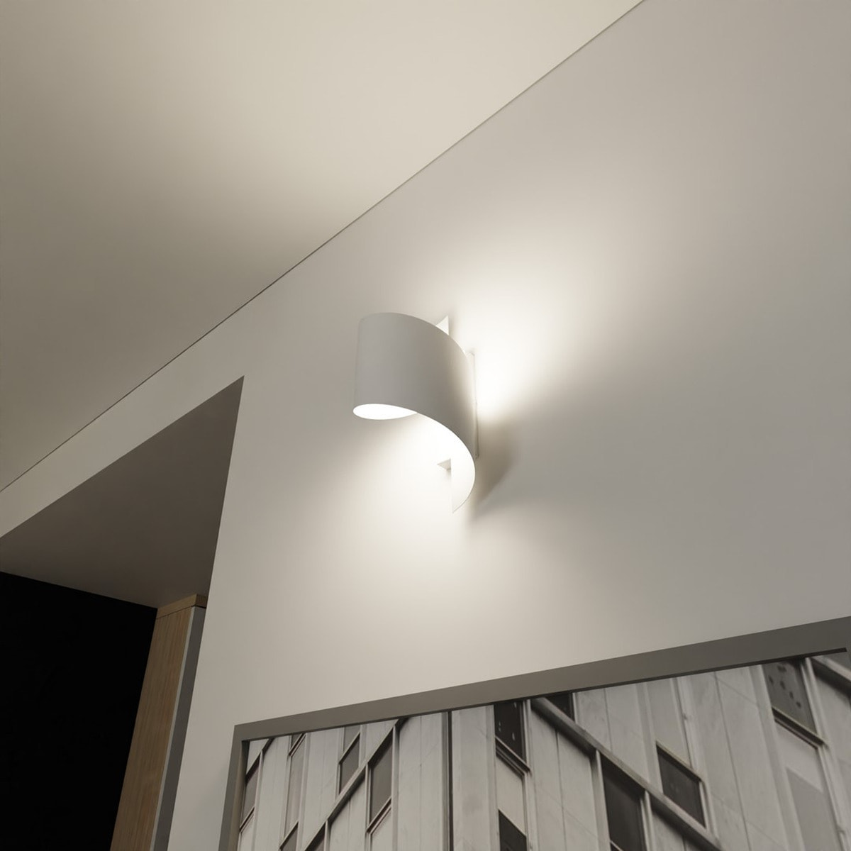 Lampada a parete Spiner in acciaio bianco opaco