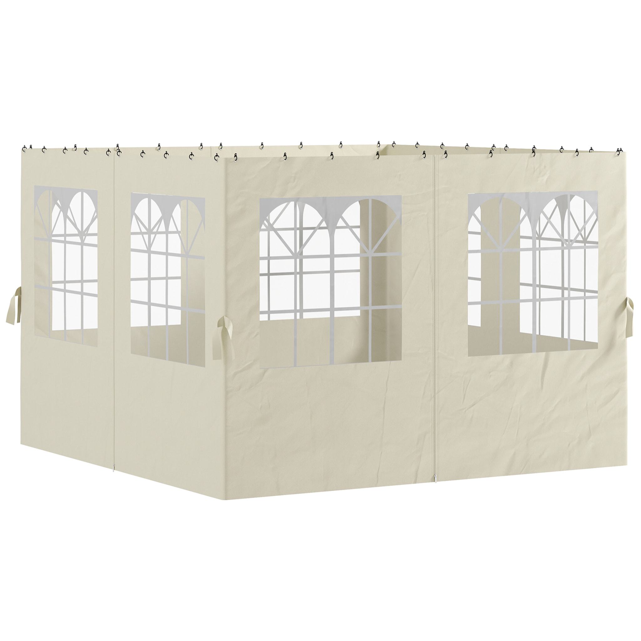 4 Paredes Laterales para Cenador 3x3 m Laterales de Carpa con Ganchos 8 Ventanas Protección UV Reemplazo Lateral para Carpa de Jardín Exterior Fiesta Crema